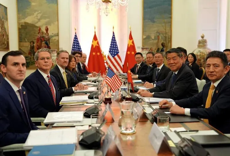 ▎2025年9月14日，中美双方在西班牙马德里就有关经贸问题举行会谈。图源：新华社