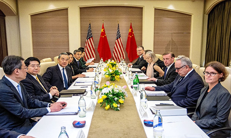Senior Chinese and US diplomats Wang Yi and Jake Sullivan concluded meetings lasting more than 12 hours on Friday and Saturday in Bangkok, Thailand. Photo:Chinese Foreign Ministry