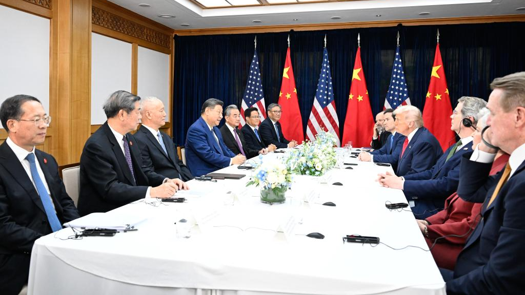 Chinese President Xi Jinping meets with U.S. President Donald Trump in Busan, the Republic of Korea, October 30, 2025. /Xinhua