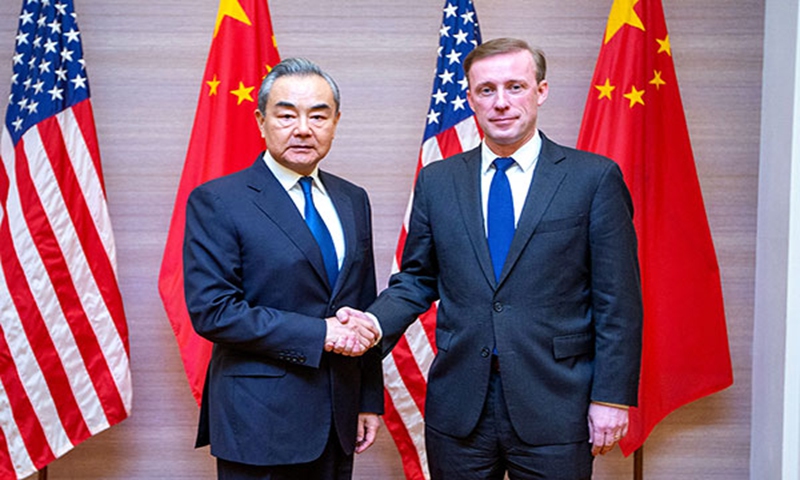 Senior Chinese and US diplomats Wang Yi and Jake Sullivan meet in Bangkok, Thailand. Photo:Chinese Foreign Ministry 